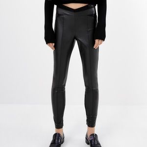 NWT ZARA black faux leather leggings (small)